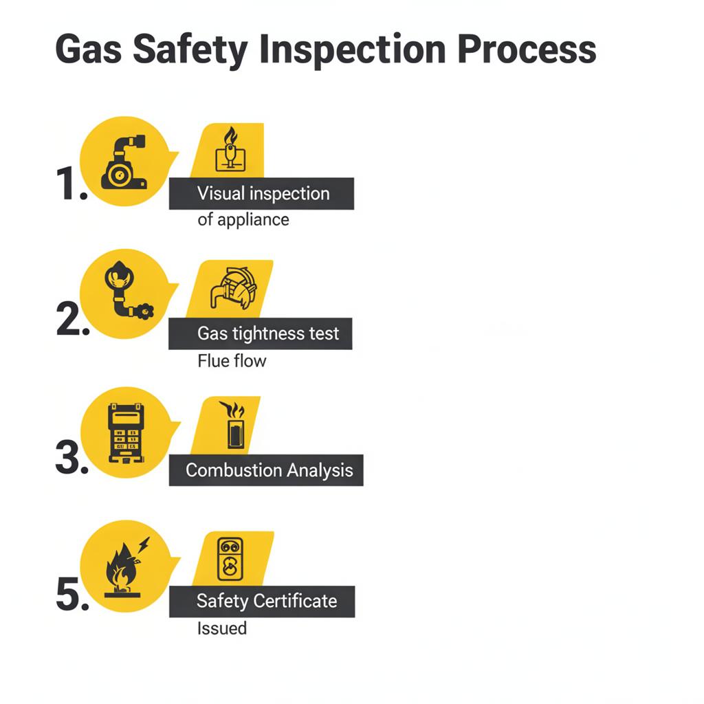 Five-step gas safety inspection workflow